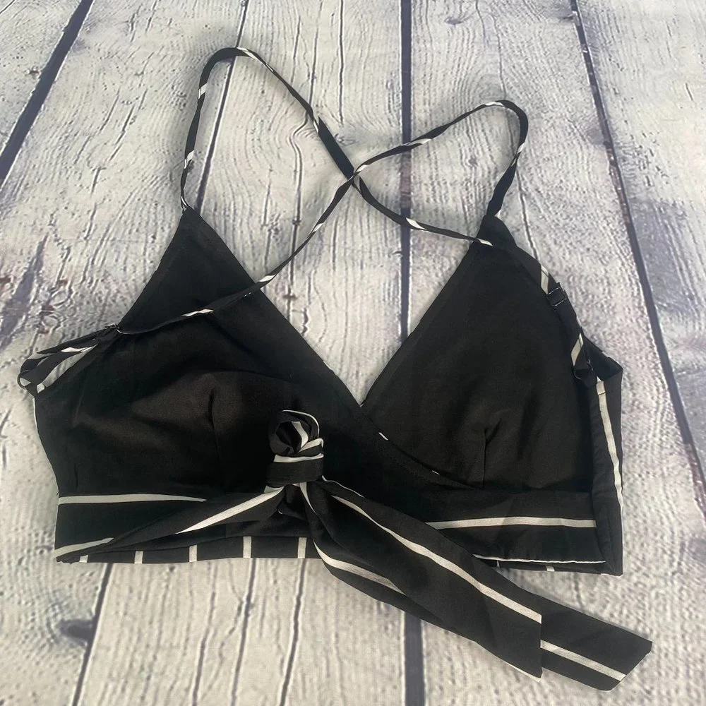 Shein Stripe Open Back Crop Cami Top And  Shorts Set - Picture 7 of 8